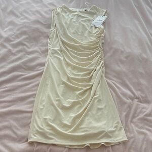Zara Elegant Cream Ruched Mini Dress